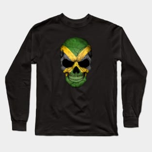 Jamaican Flag Skull Long Sleeve T-Shirt